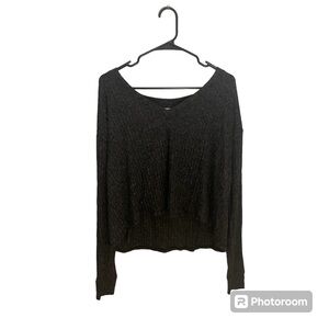 Victoria’s Secret PINK Ribbed Cropped Oversized Charcoal Black Size Medium